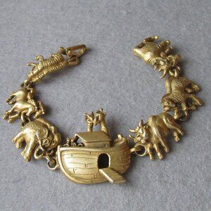 Vintage Signed A.J.C. Noah's Ark Bracelet